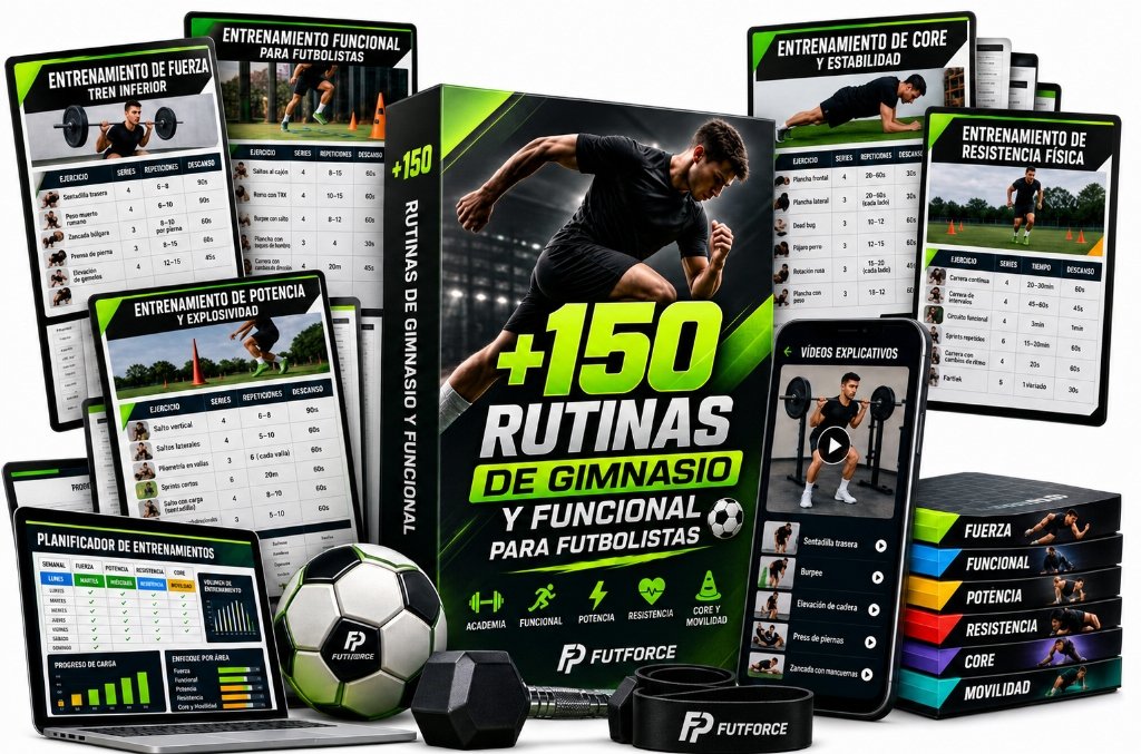 Mockup Oficial +150 Rutinas de Gimnasio y Funcional para Futbolistas Método FUTFORCE